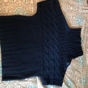 Blue cowl neck button sweater